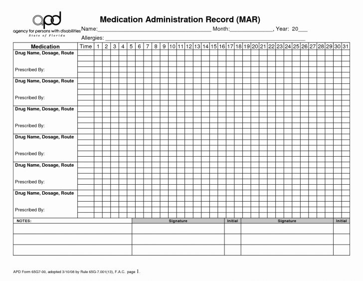 Free Printable Medication Chart