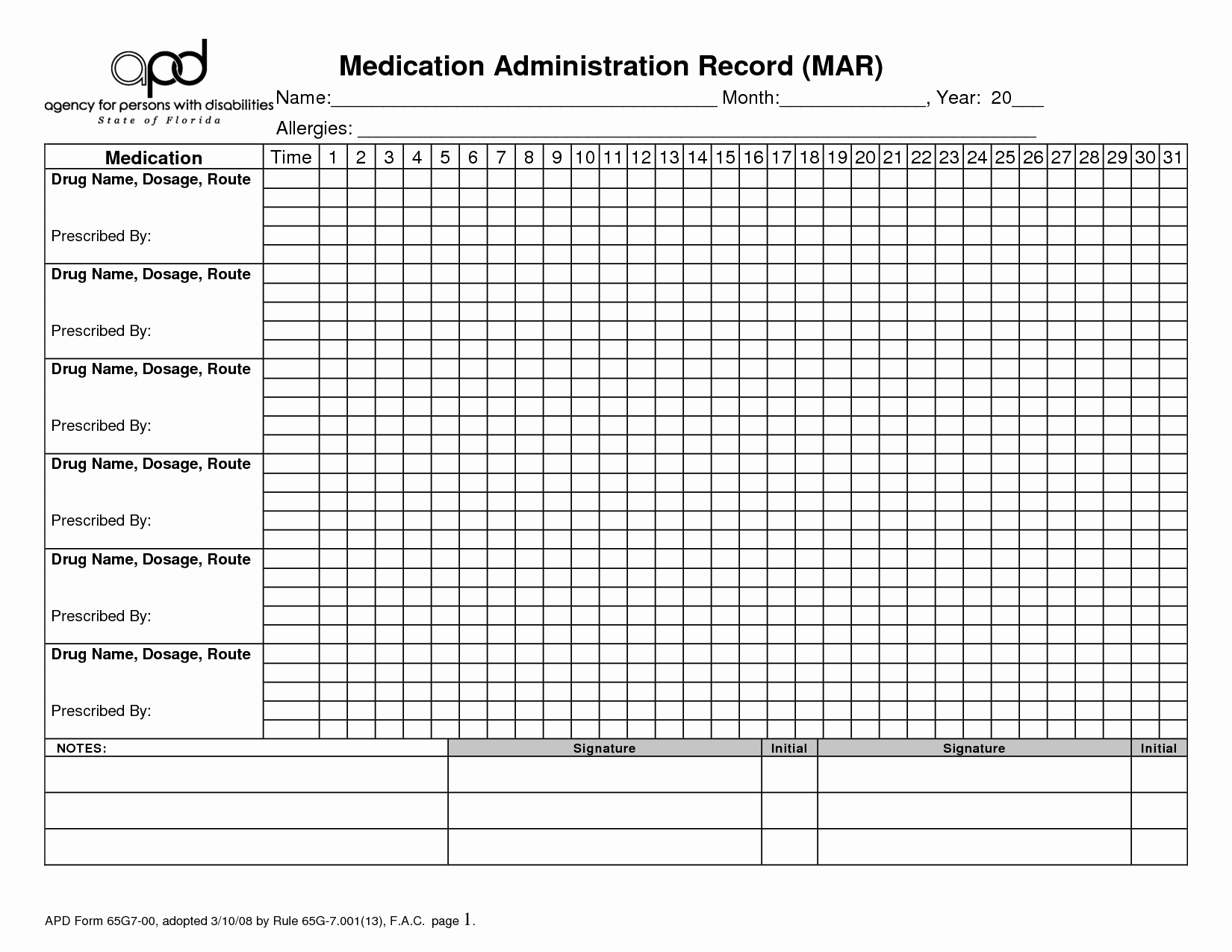Printable Medication Chart Template - Tduck.ca - Free Printable Medication Chart