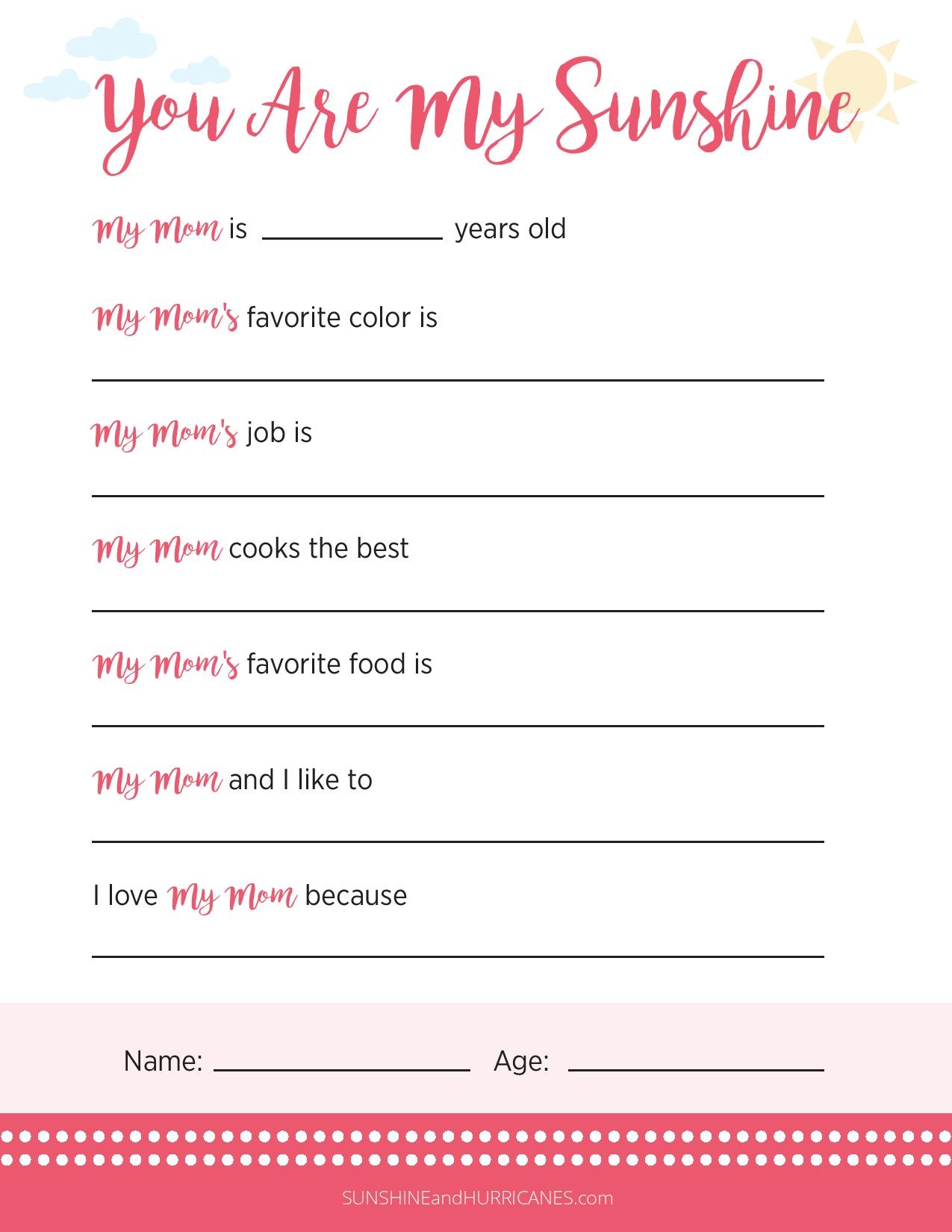 Printable Mother&amp;#039;s Day Questionnaire - Free Printable Mothers Day Questions