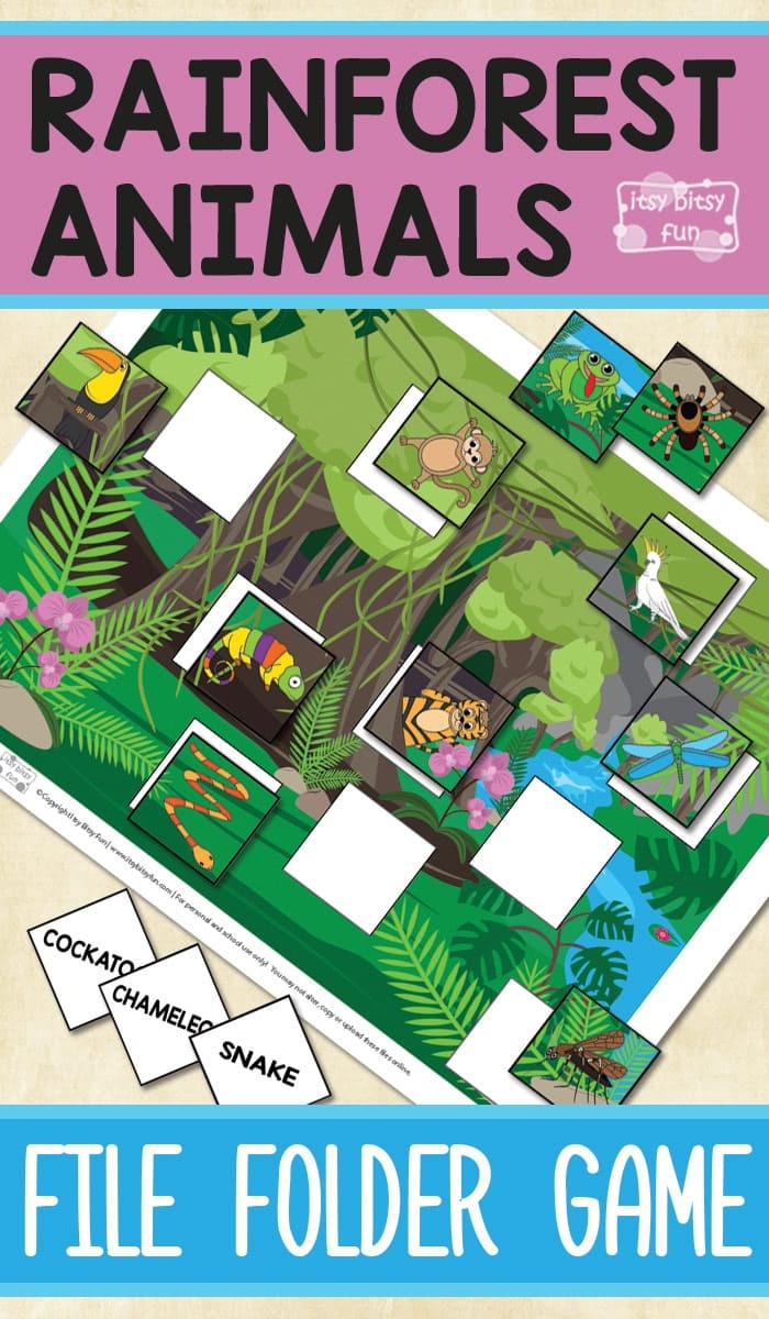 Printable Rainforest Animals File Folder Game - Itsy Bitsy Fun - Free Printable Folder Games