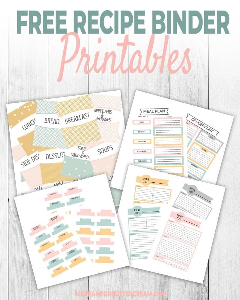Printable Recipe Binder | Scrapbook Cookbook | Menu Planning - Free Printable Recipe Binder