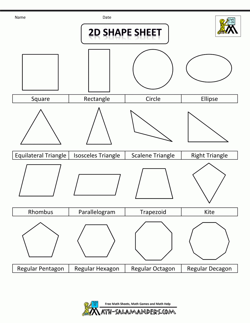 2d shapes and names