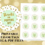 Printable Thanks For Poppingfavor Tags Light Mint Green And Gold  Confetti For Baby Shower Popcorn Instant Digital Download   Thanks For Popping By Free Printable