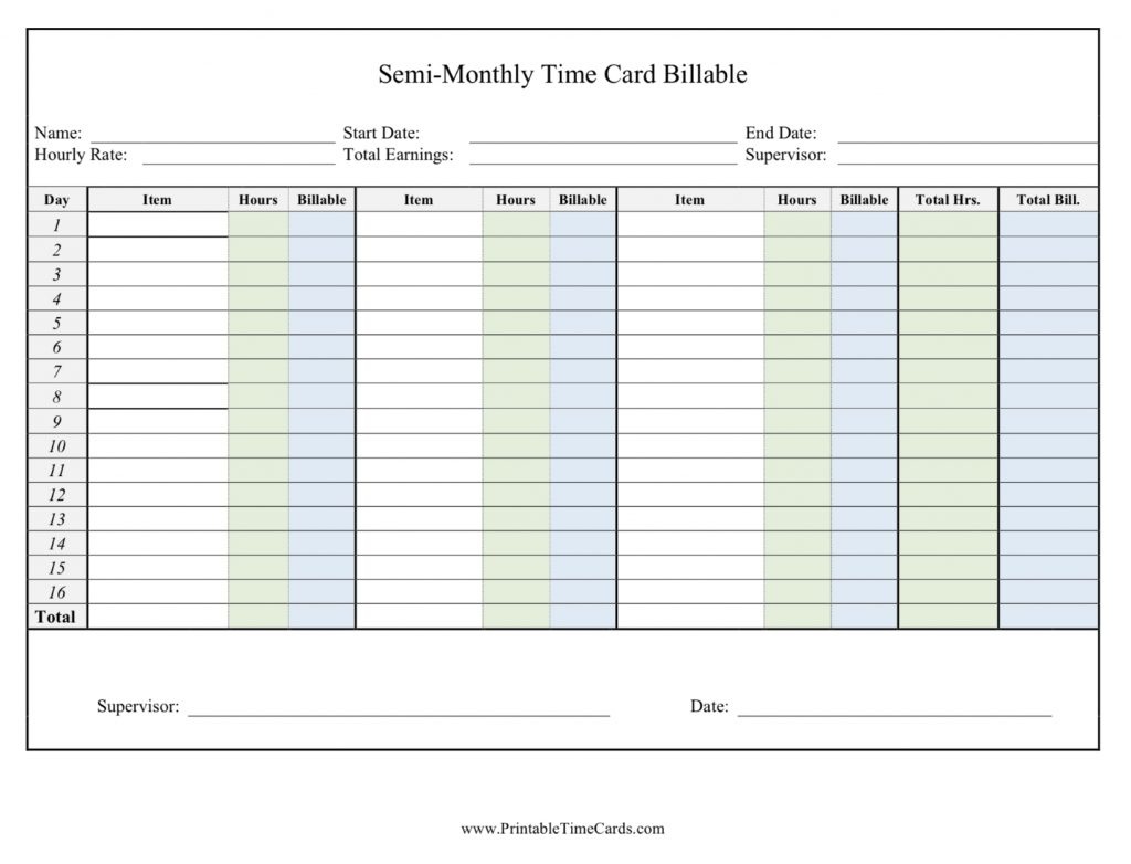 Printable Time Cards | Free Printables - Free Printable Time Cards