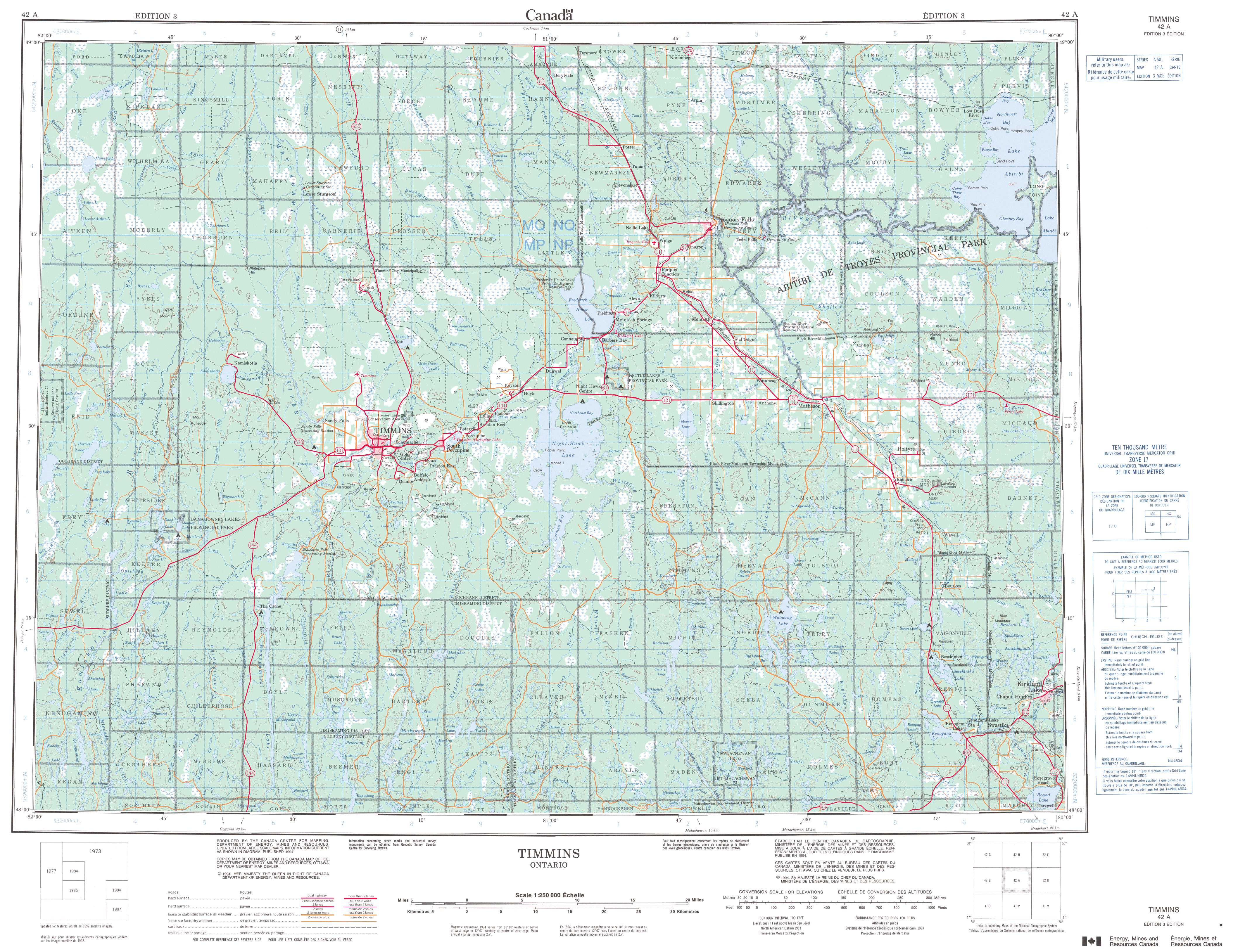 Printable Topographic Map Of Timmins 042A, On - Free Printable Topo Maps