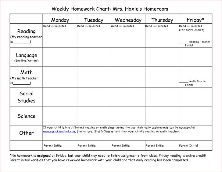 Free Printable Daily Assignment Sheets