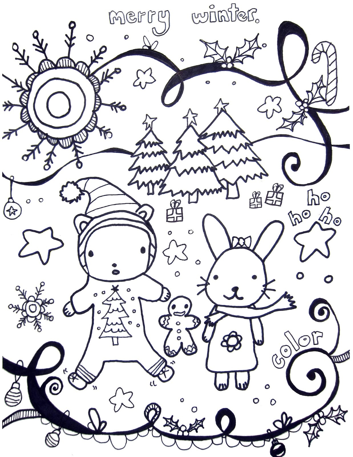 Printable Winter Coloring Pages - Marcia Beckett - Free Printable Winter Coloring Pages