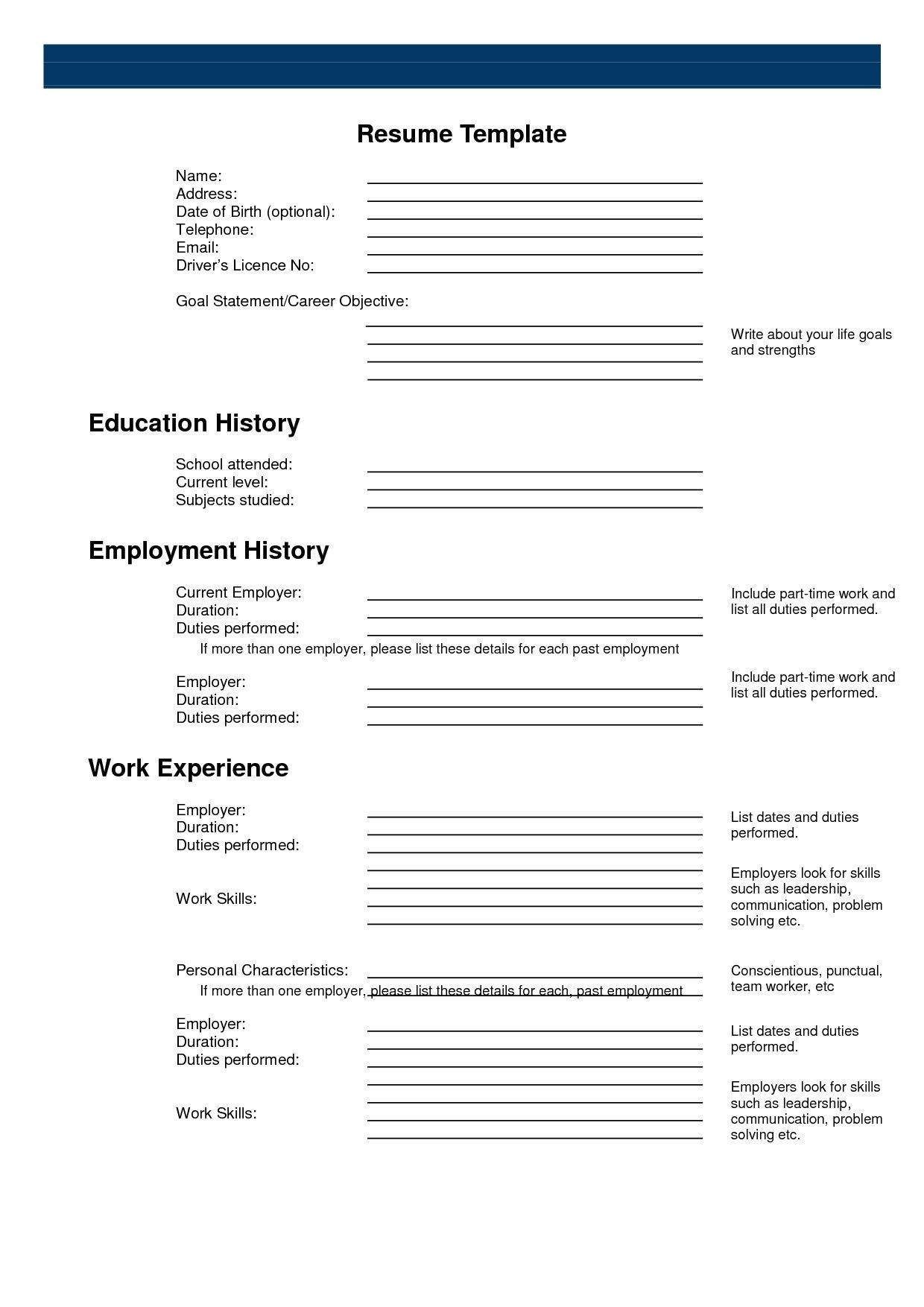 Printable | Work | Free Printable Resume, Free Printable Resume - Free Online Resume Templates Printable