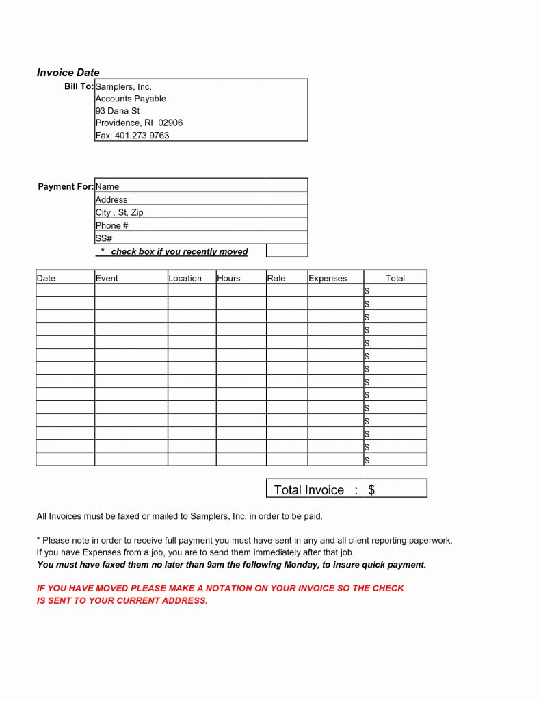 Printable Work Invoice Labor Free Labour Template Example Design - Free Printable Work Invoices