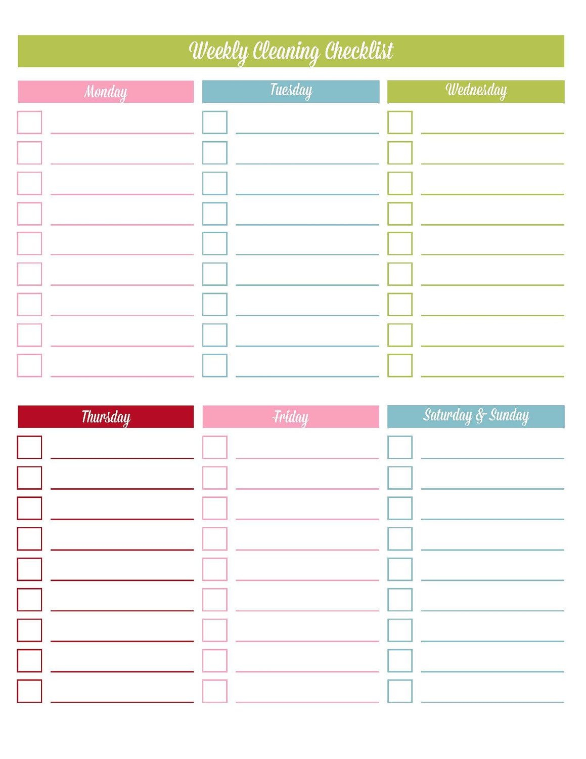 Printable+Blank+Weekly+Checklist+Template | Household Printables - Printable Checklist Template Free