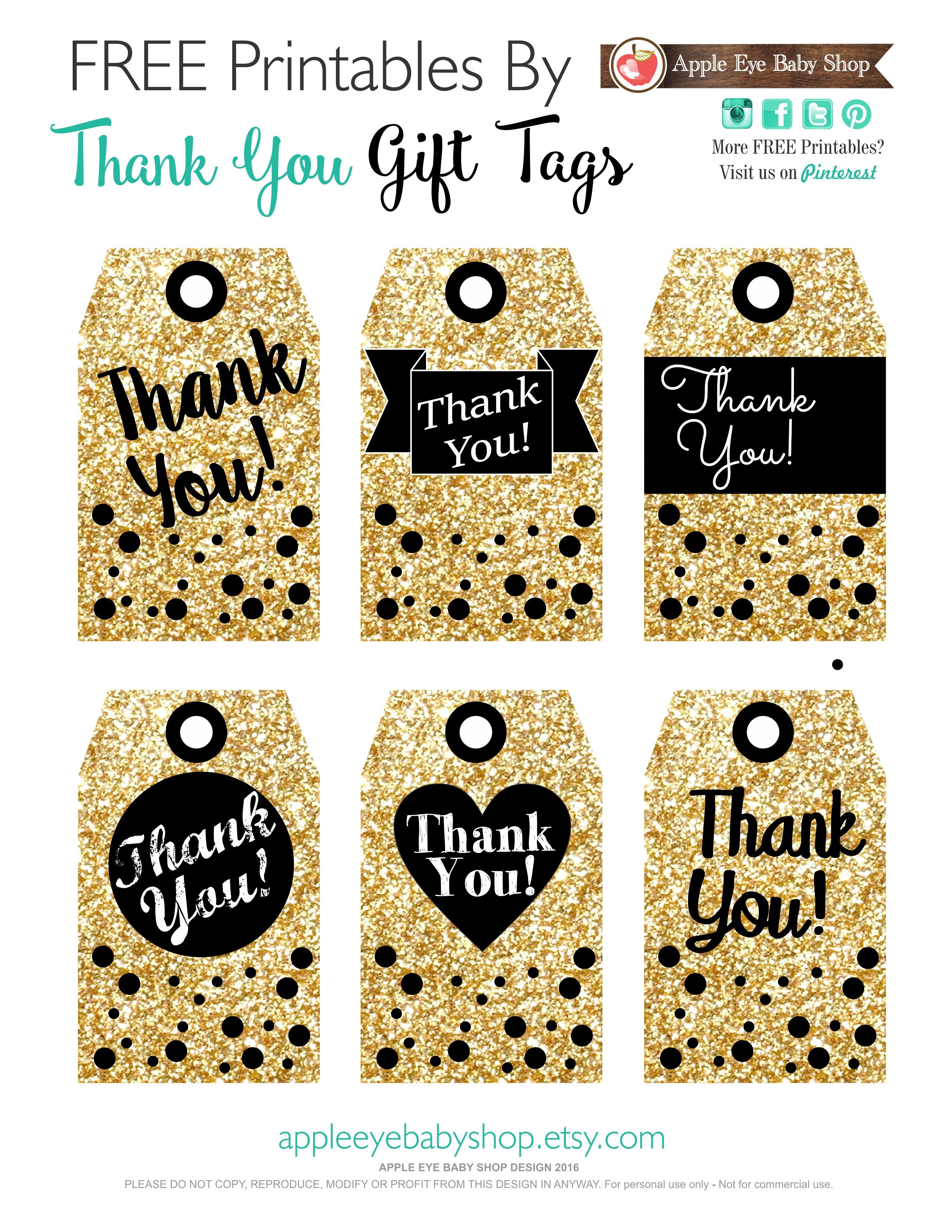 Printables Gift Tags Gold Glitter &amp;amp; Black | I ♥ Packaging Designs - Free Printable Thank You Tags For Birthdays