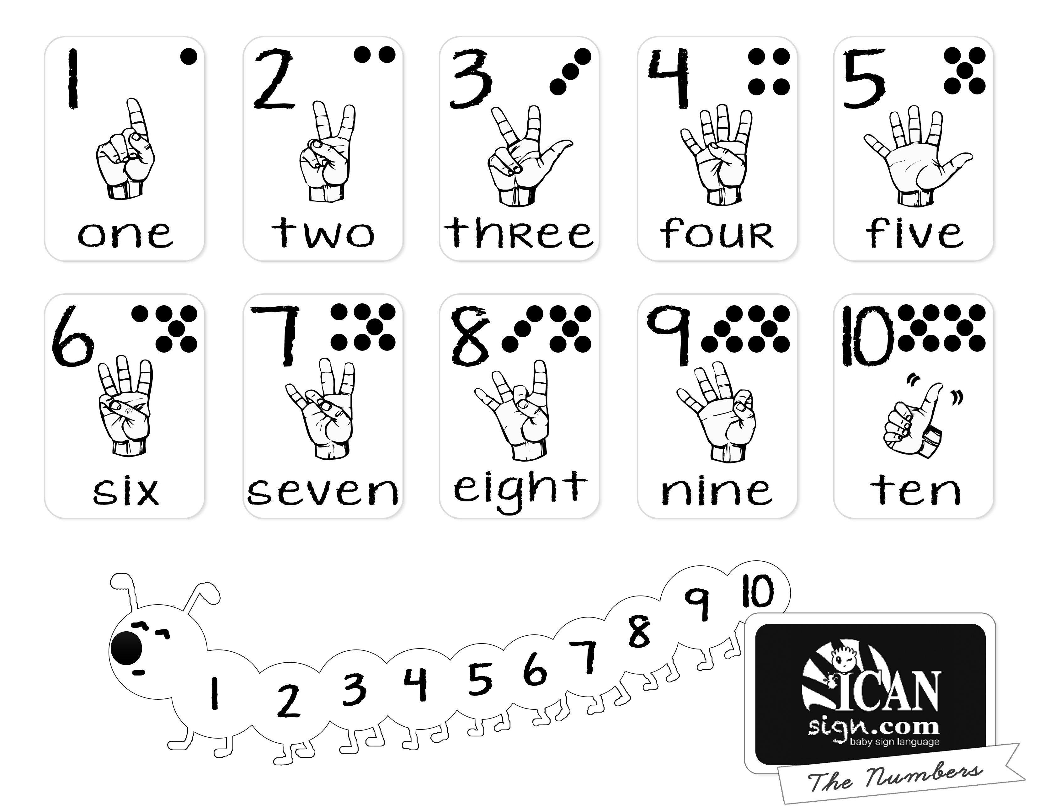 Printer-Friendly Asl Numbers Chart - Free Printable From Icansign - Free Sign Language Printables