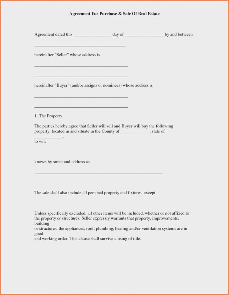 Free Printable Real Estate Purchase Agreement