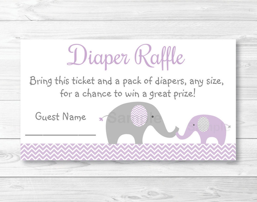 Purple Chevron Elephant Printable Baby Shower Diaper Raffle Tickets - Free Printable Diaper Raffle Tickets Elephant