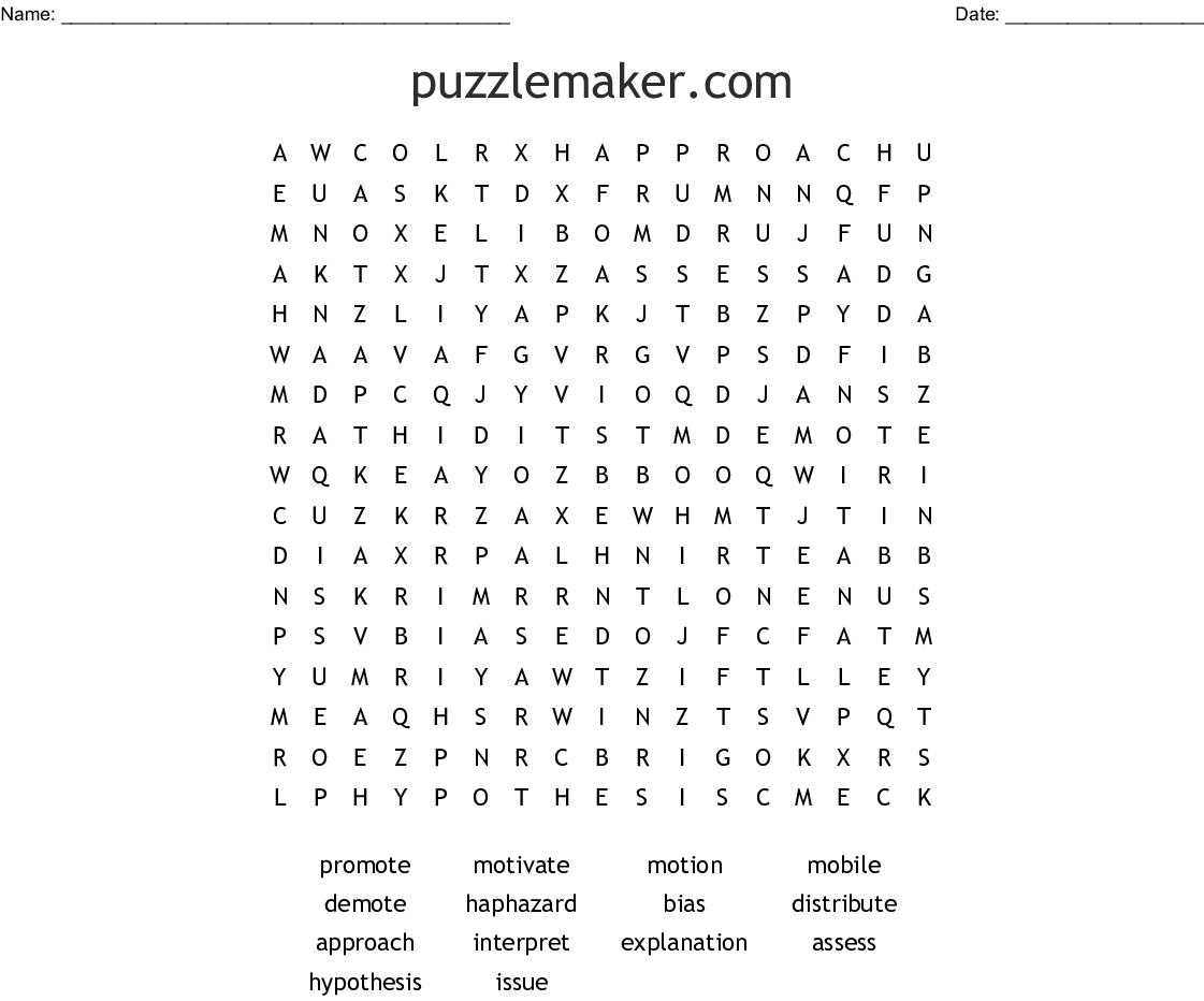 Puzzlemaker Word Search - Wordmint - Crossword Puzzle Maker Free Printable With Answer Key