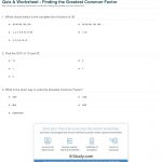 Quiz & Worksheet   Finding The Greatest Common Factor | Study   Free Printable Greatest Common Factor Worksheets