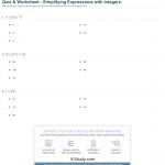Quiz & Worksheet   Simplifying Expressions With Integers | Study   Free Printable Integer Worksheets Grade 7