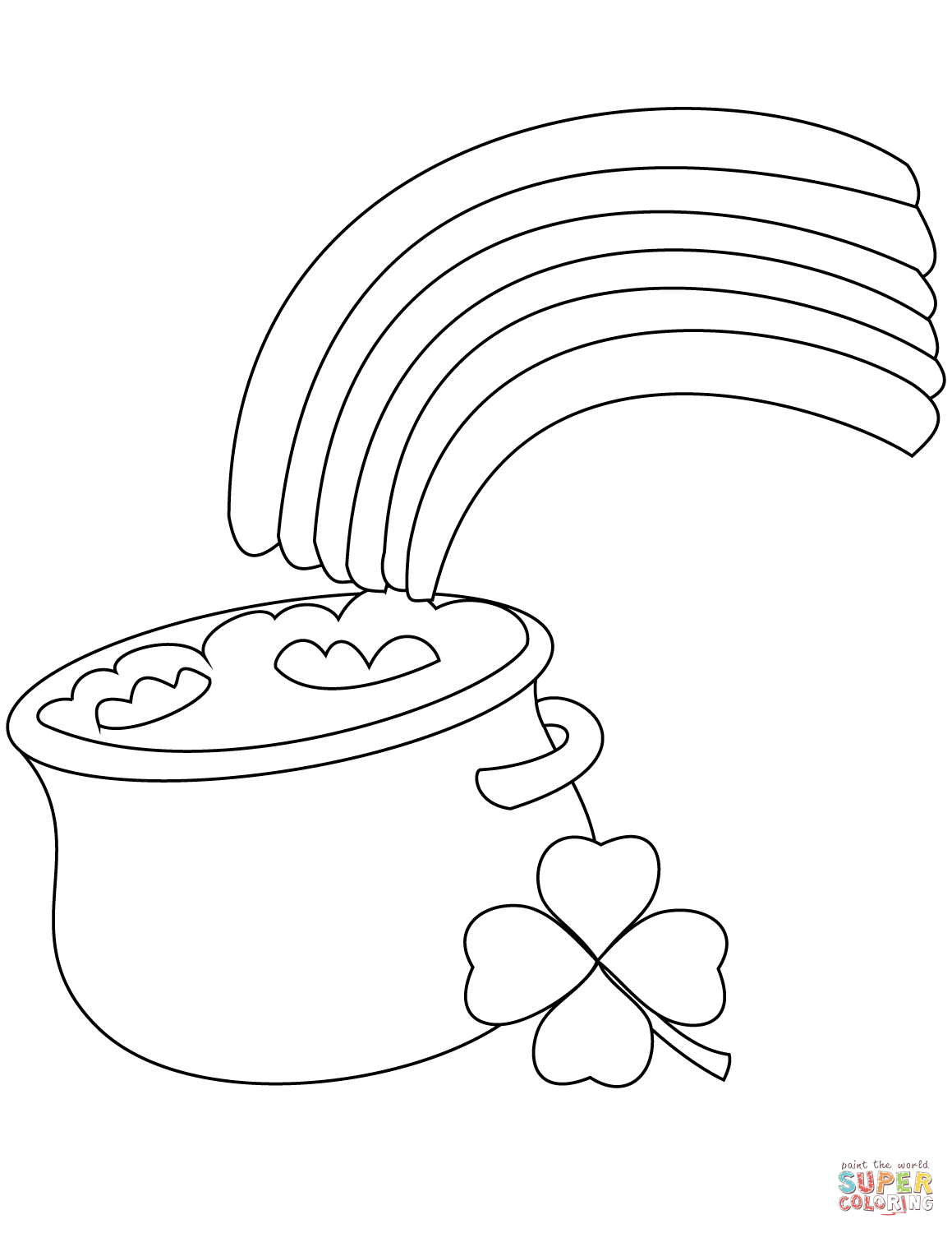 Rainbow And Pot Of Gold Coloring Page | Free Printable Coloring Pages - Free Printable Pot Of Gold Coloring Pages
