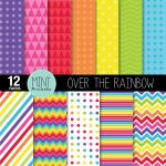 Rainbow Digital Paper Bright Rainbow Colored Scrapbooking | Etsy   Free Printable Pattern Paper Sheets