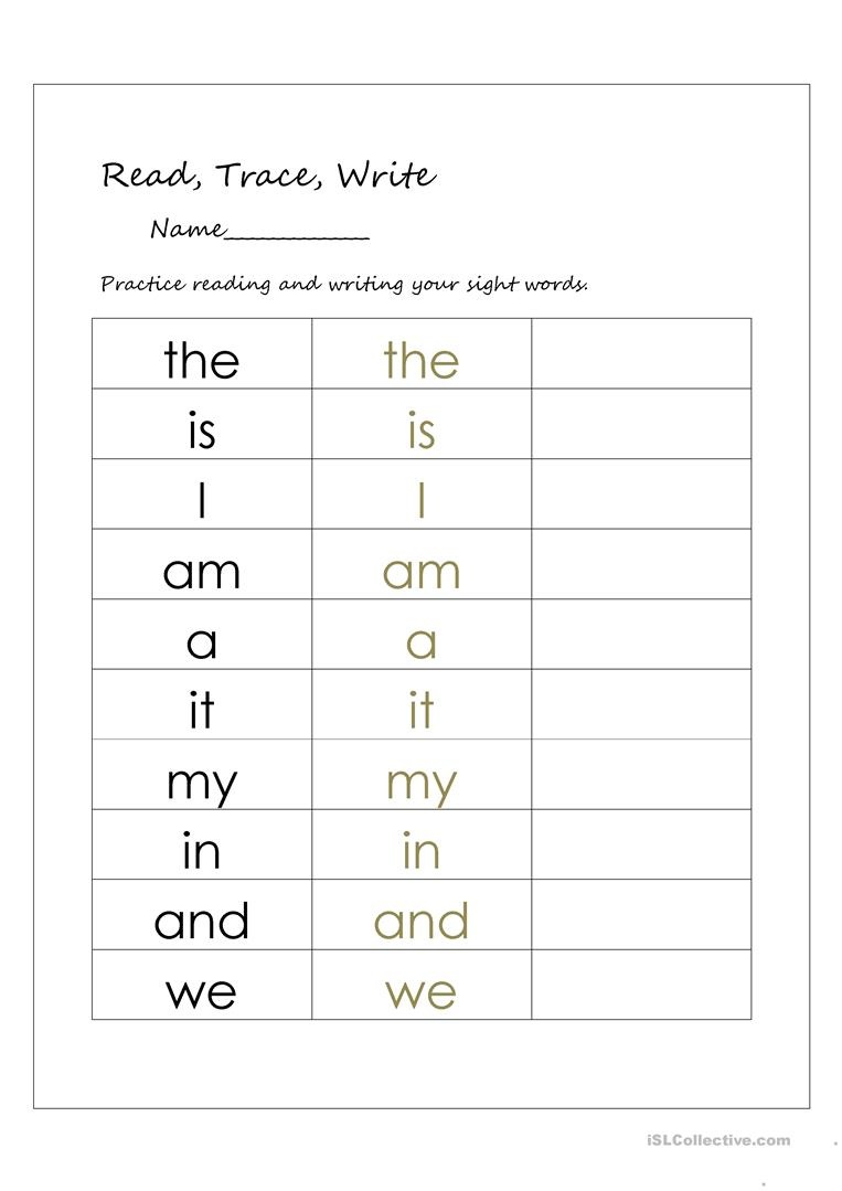 Writing Sight Words Printable