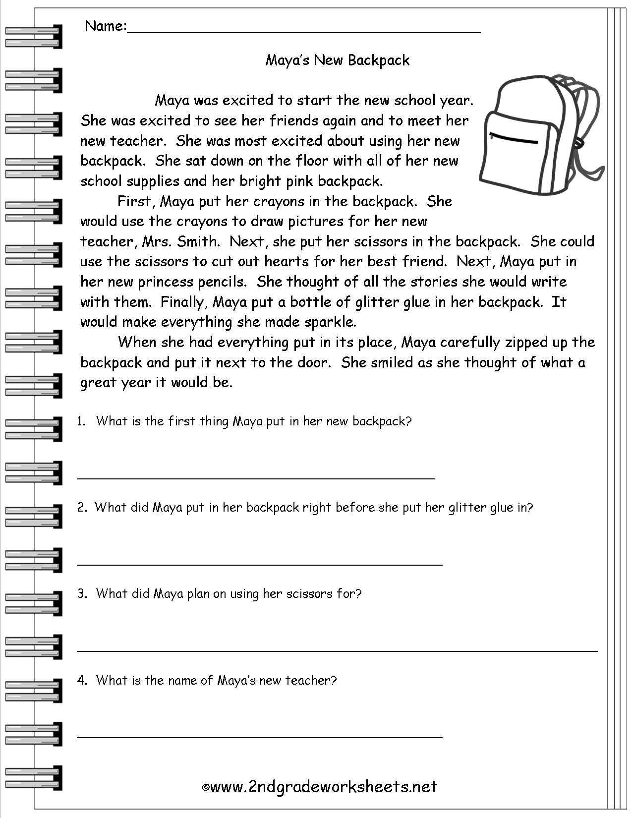 Reading Worksheeets - Free Printable 4Th Grade Reading Worksheets