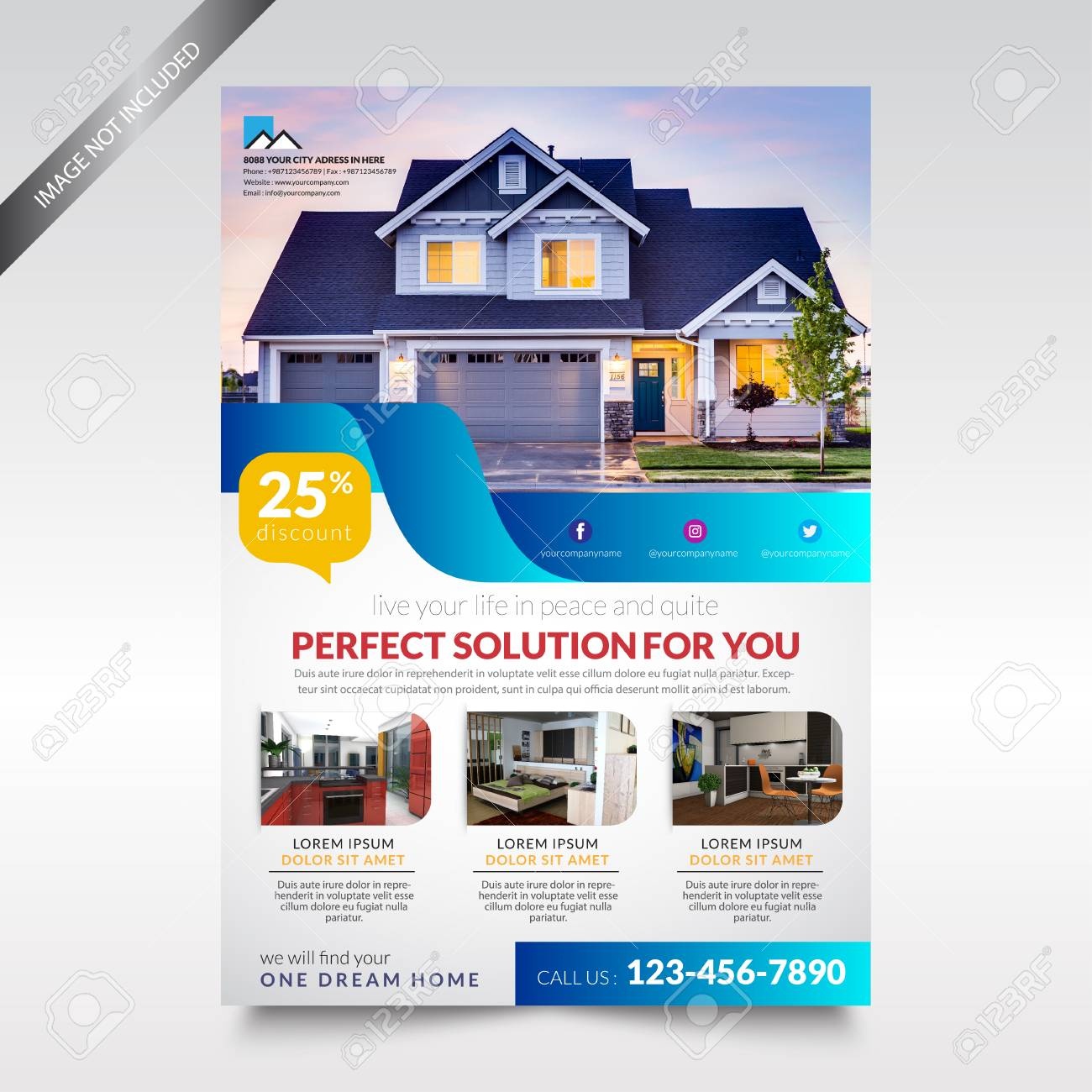 Real Estate Flyer Template , Brochure Design Royalty Free Cliparts - Free Printable Real Estate Flyer Templates