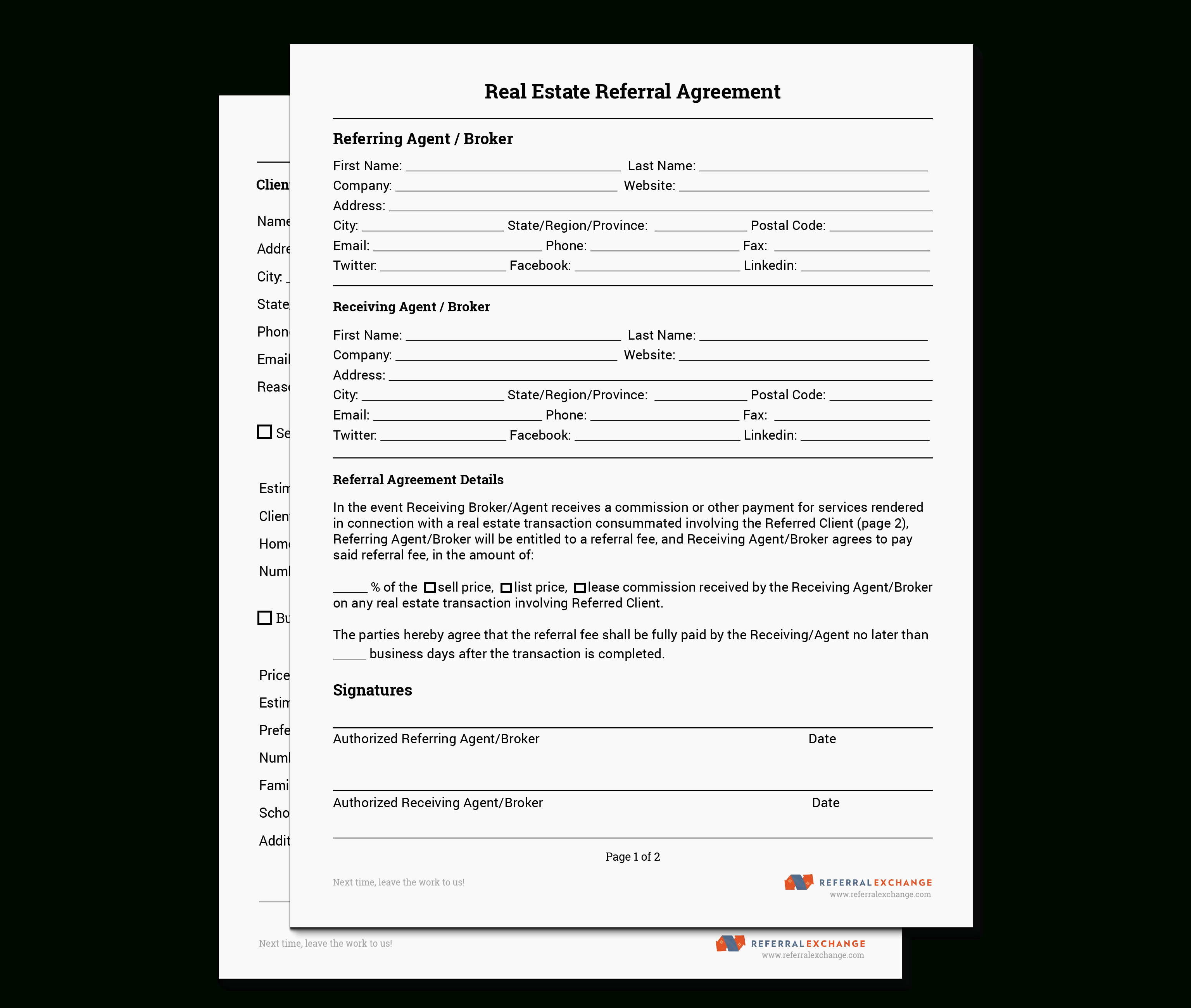 Realtor® Referral Form | Free Download | Referralexchange - Free Printable Real Estate Contracts