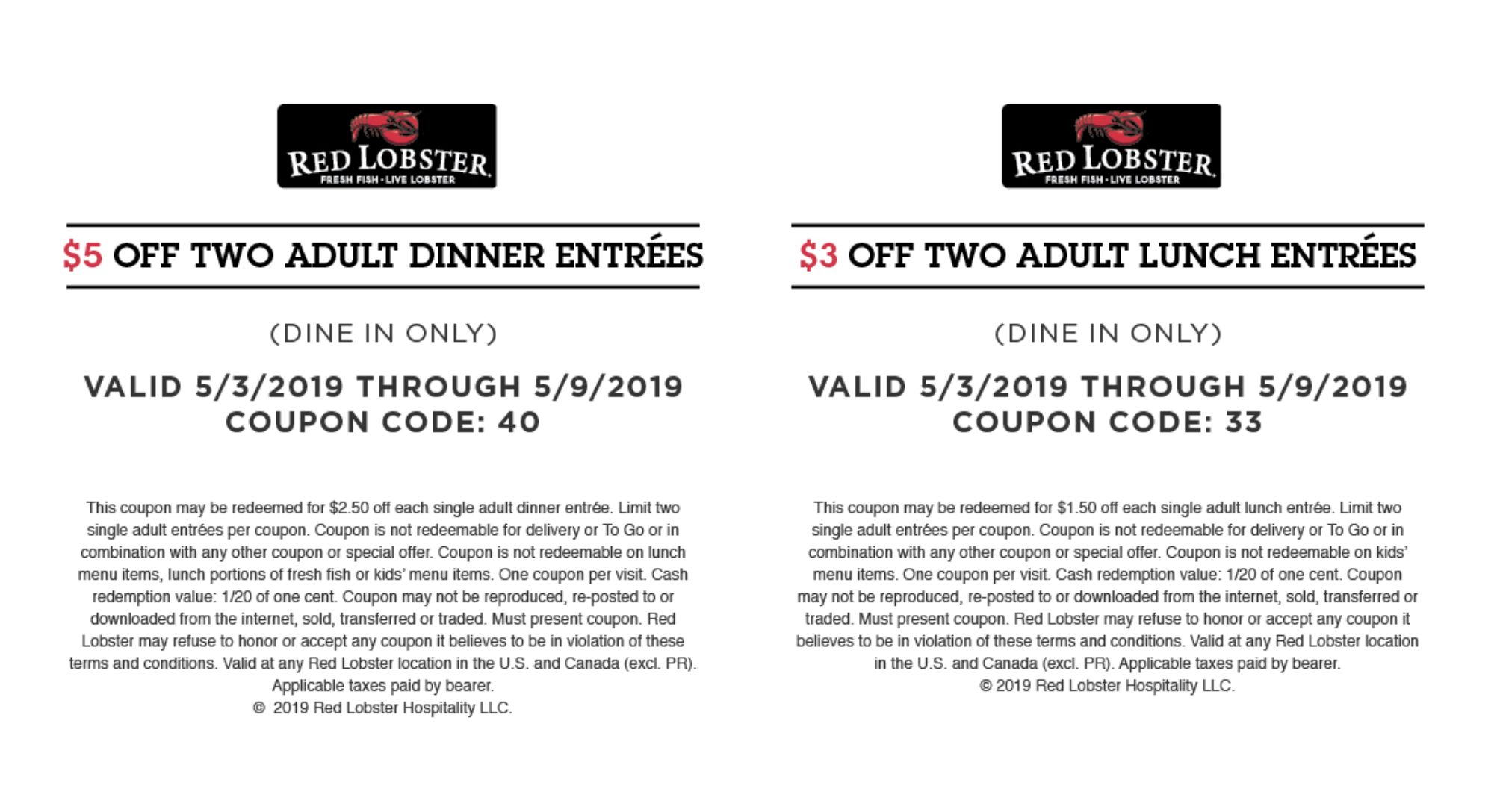 Red Lobster Coupons (Printable Coupons &amp; Mobile) - 2019 - Free Printable Red Lobster Coupons