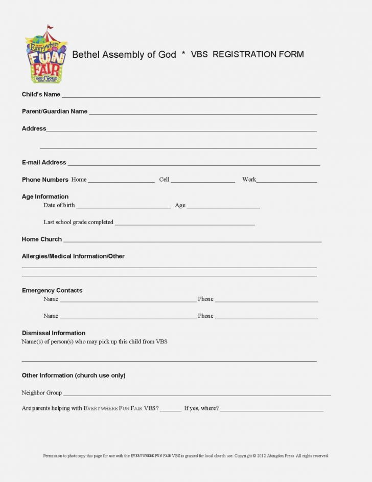 Free Printable Vbs Registration Forms