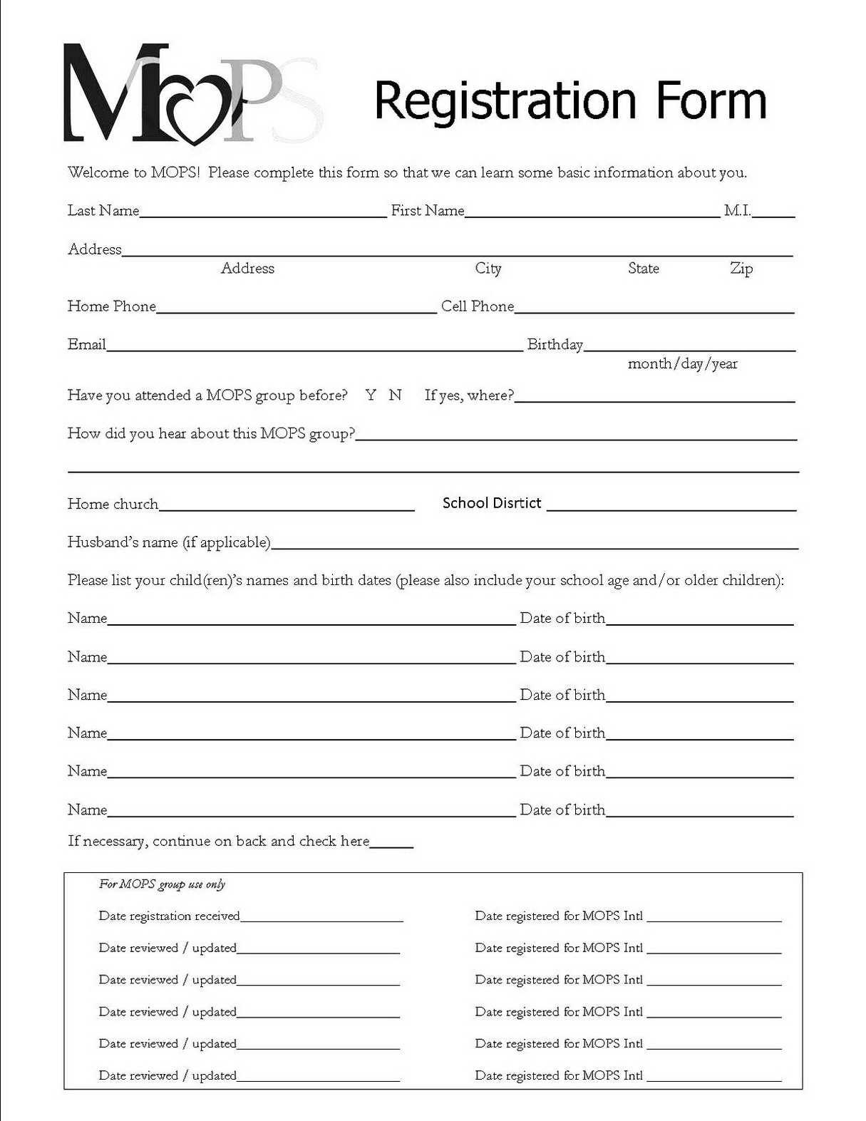 Registration Forms Template Free | Charlotte Clergy Coalition - Free Printable Membership Forms