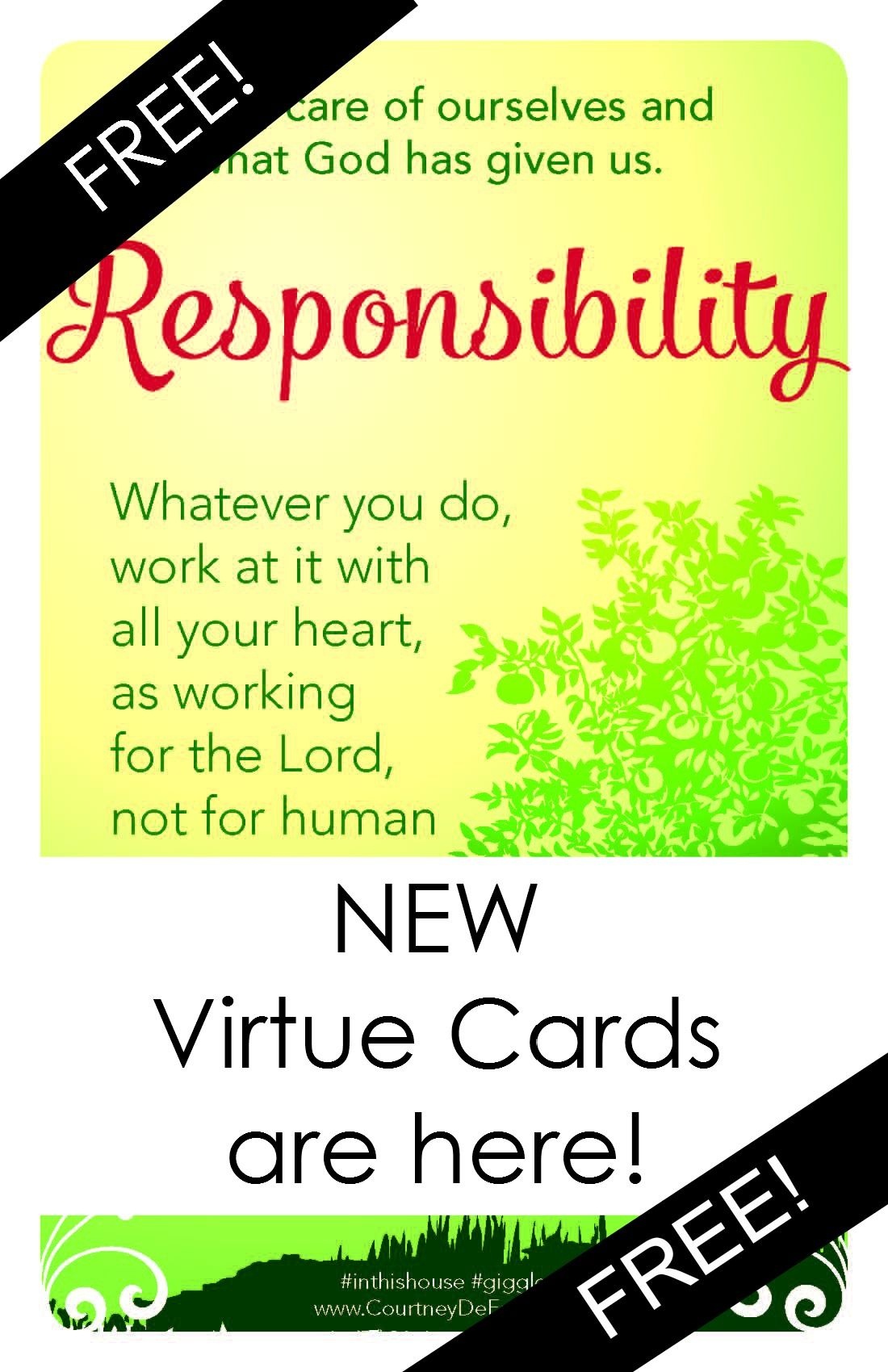 Free Printable Virtues Cards - Free Printable