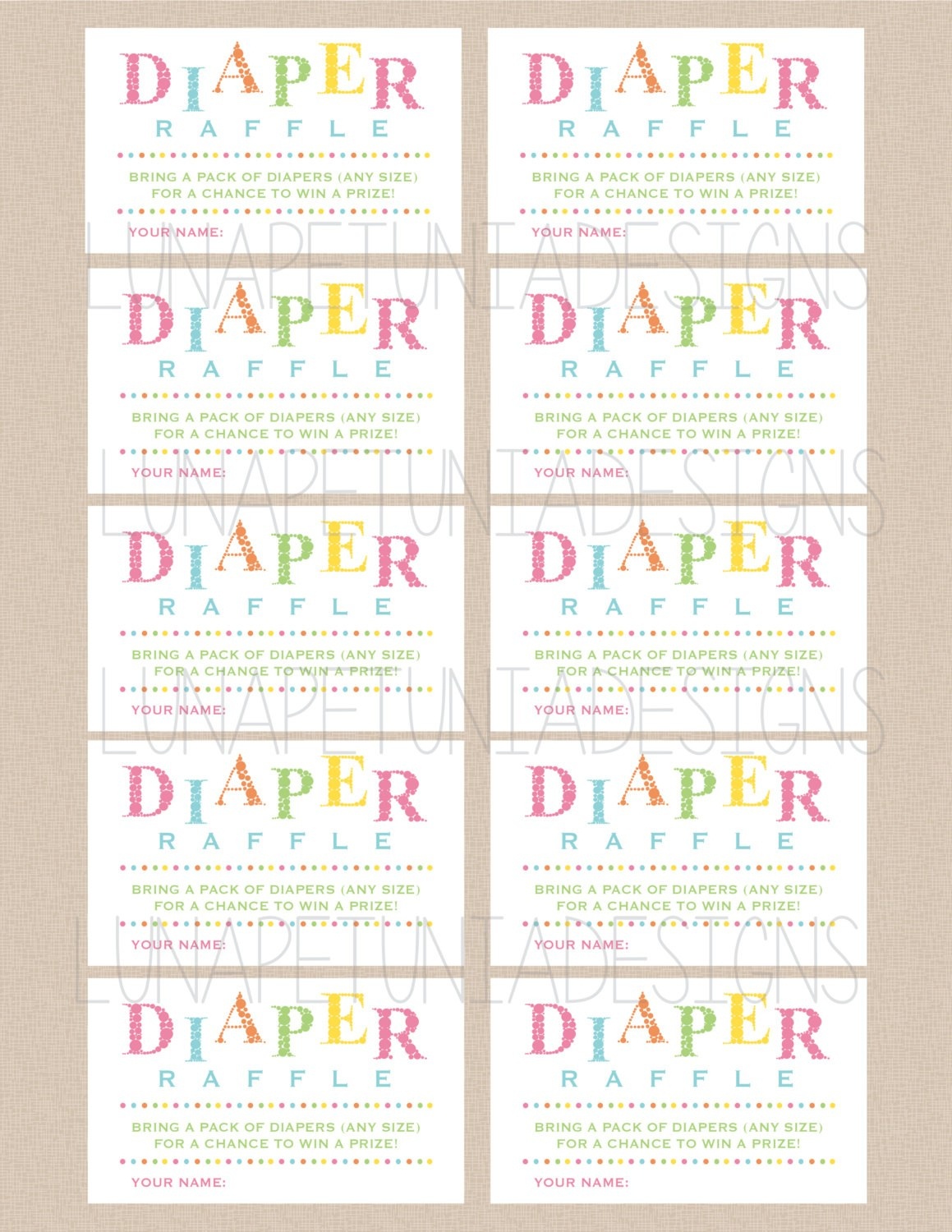Diaper Raffle Free Printable Free Printable