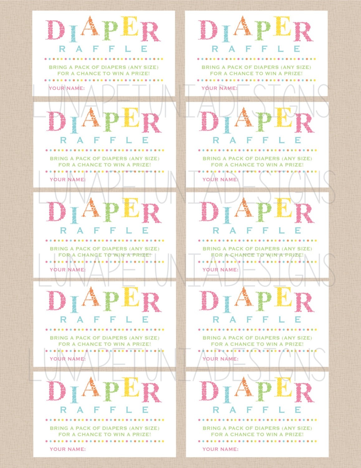 Diaper Raffle Card Template Free