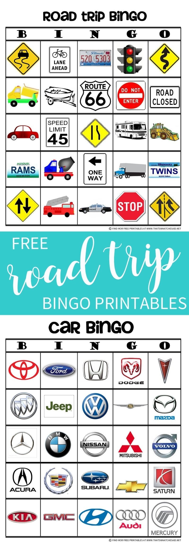 Road Trip Bingo Game Free Printable - That's What Che Said - Free Printable Car Bingo