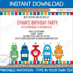 Robot Party Invitations Template | Birthday Party   Simone Made It Free Printables