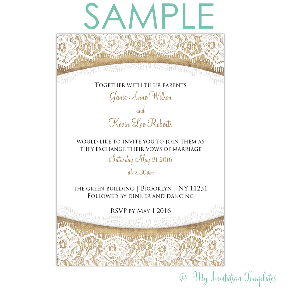 Rustic Burlap And Lace Wedding Invitation - Free Sample | Rs - Free Printable Sunflower Wedding Invitation Templates