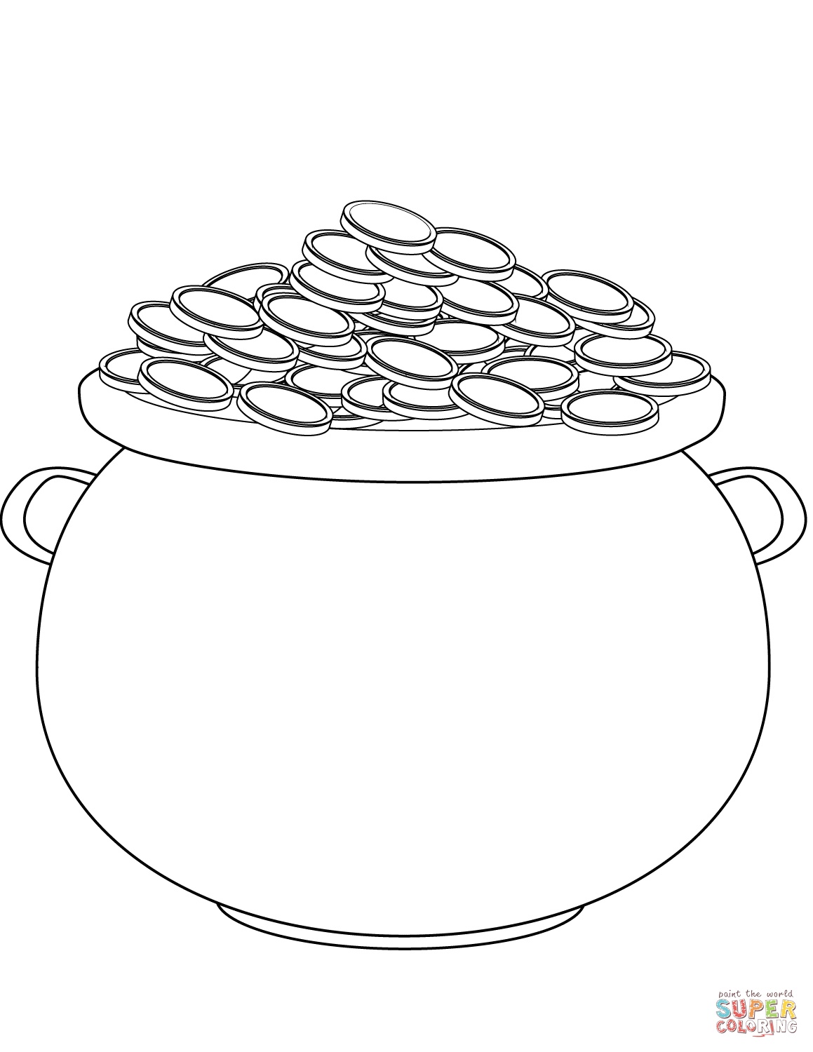 Saint Patrick&amp;#039;s Day Pot Of Gold Coloring Page | Free Printable - Free Printable Pot Of Gold Coloring Pages