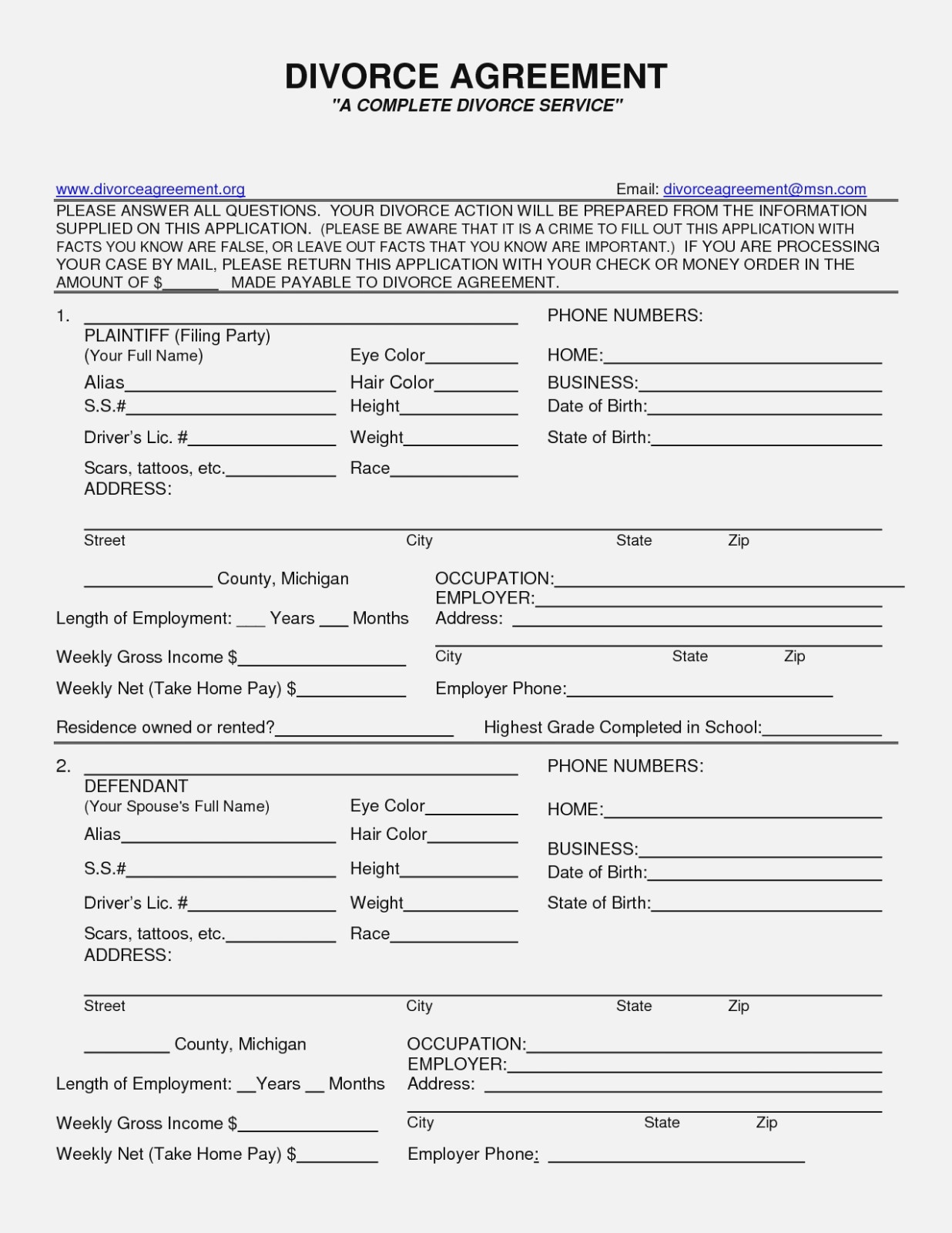 print divorce forms