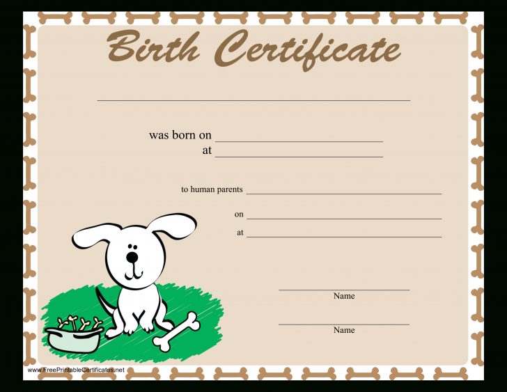 Free Printable Birth Certificates For Puppies