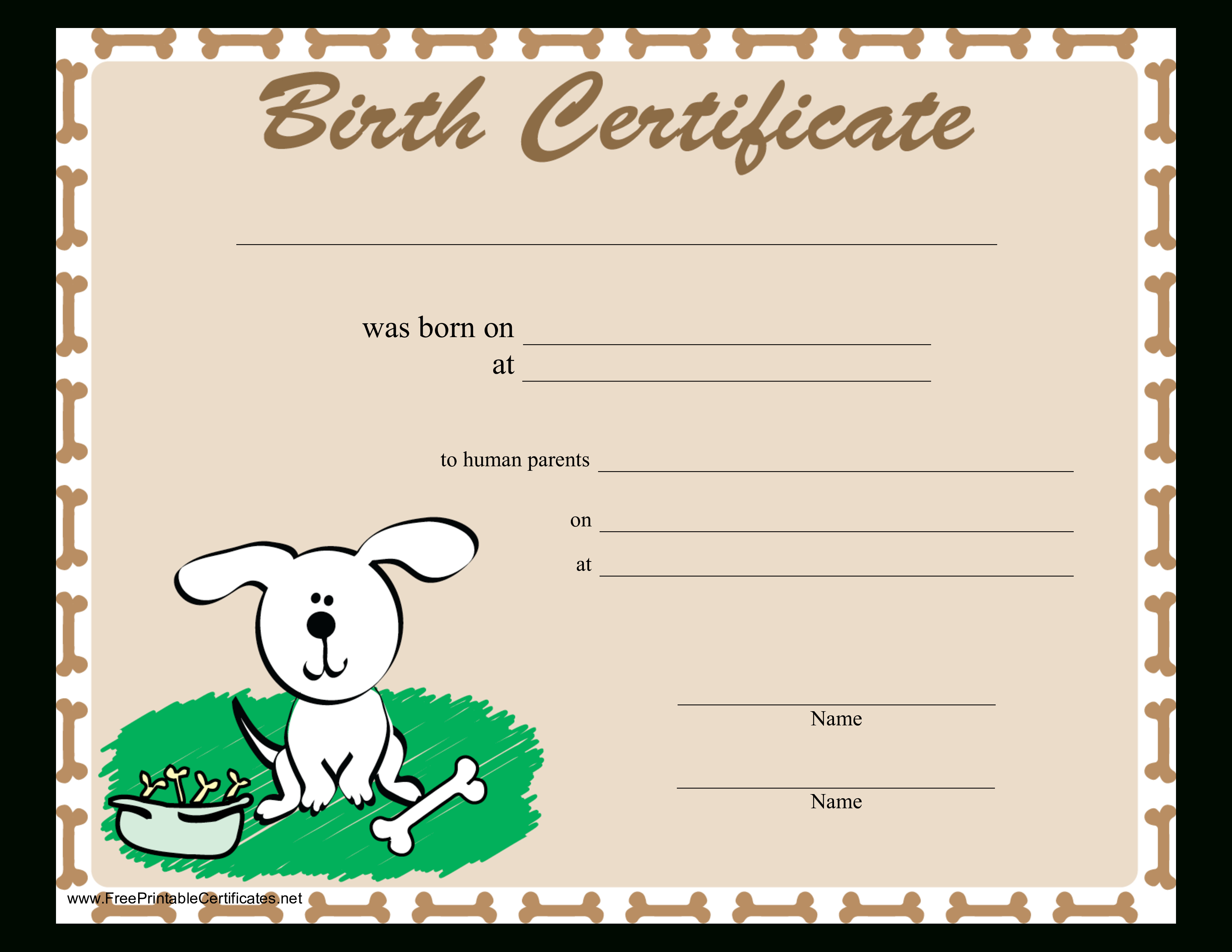 Sample Dog Birth Certificate - How To Create A Dog Birth Certificate - Free Printable Birth Certificates For Puppies