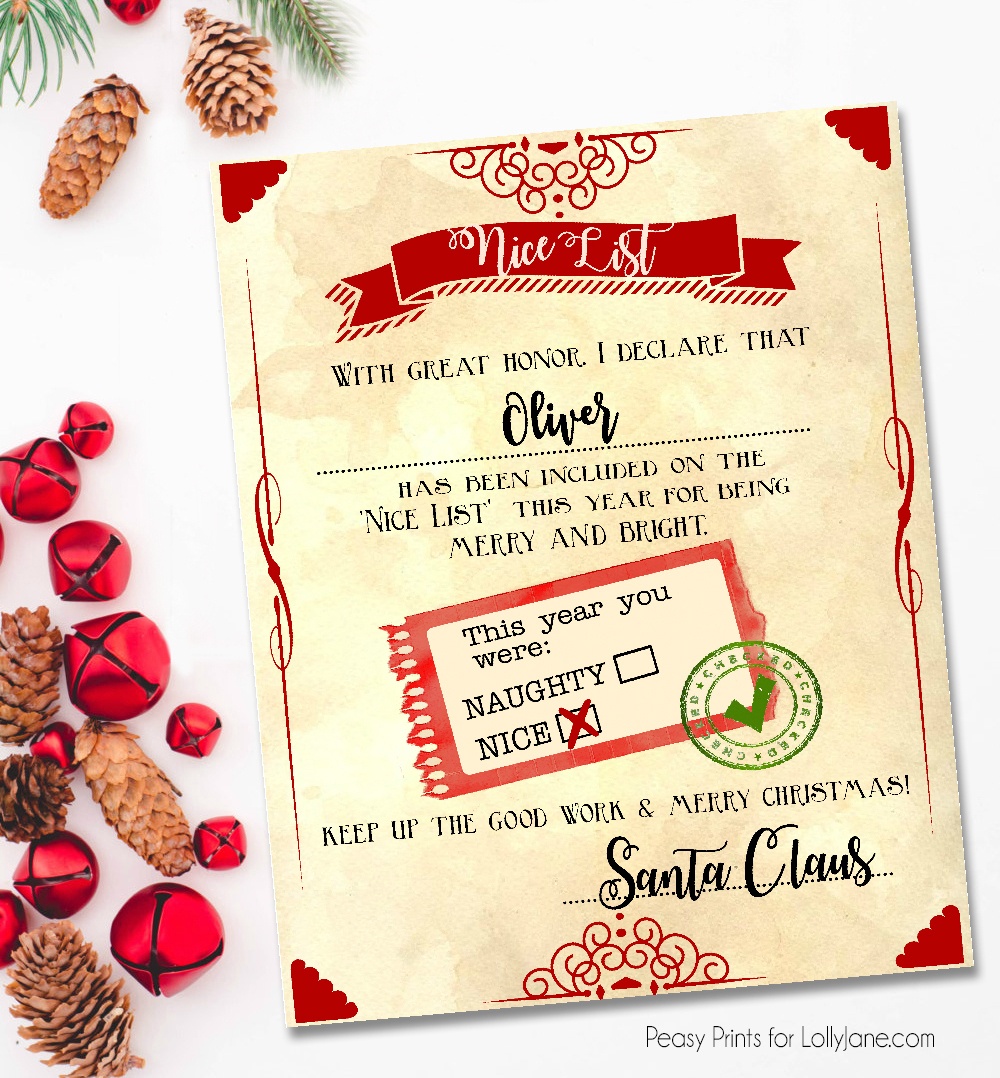 Santa &amp;quot;nice List&amp;quot; Free Printable Certificate - Free Printable Best Daughter Certificate