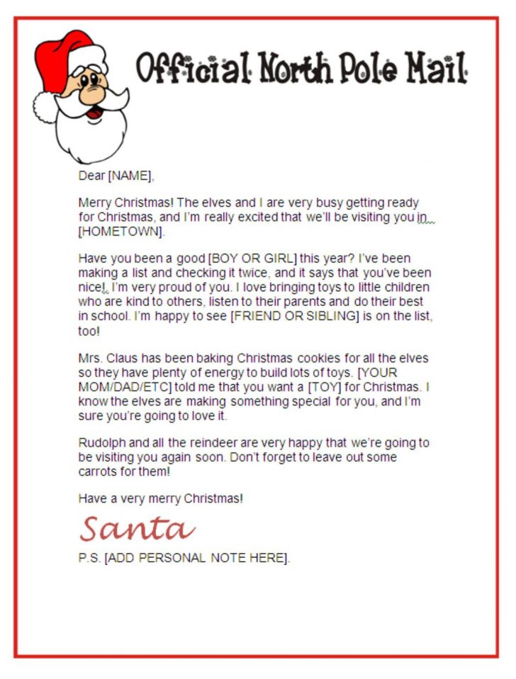 Free Printable Christmas Morning Letters From Santa