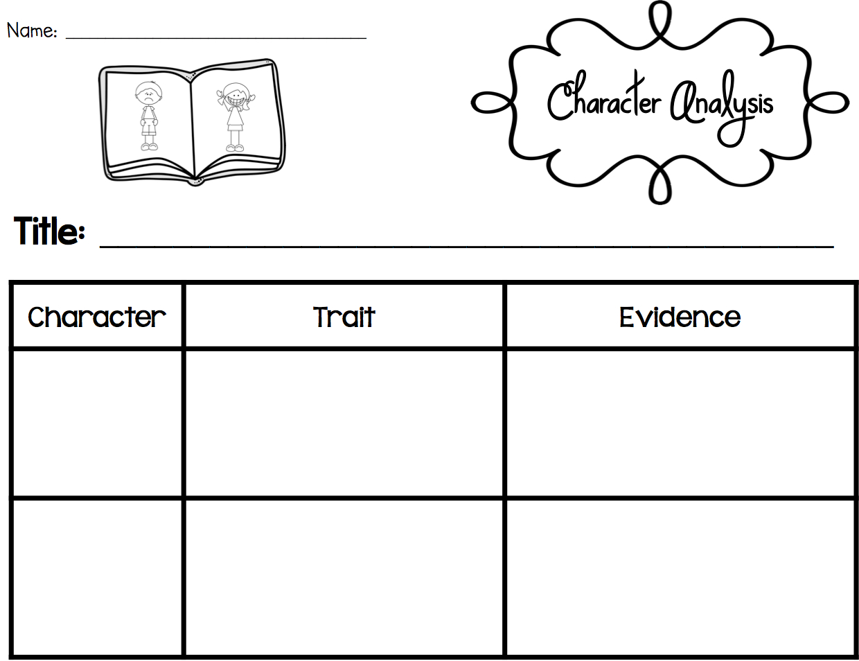 Sarah's First Grade Snippets: Teaching Character Analysis In The - Free Printable Character Traits Graphic Organizer
