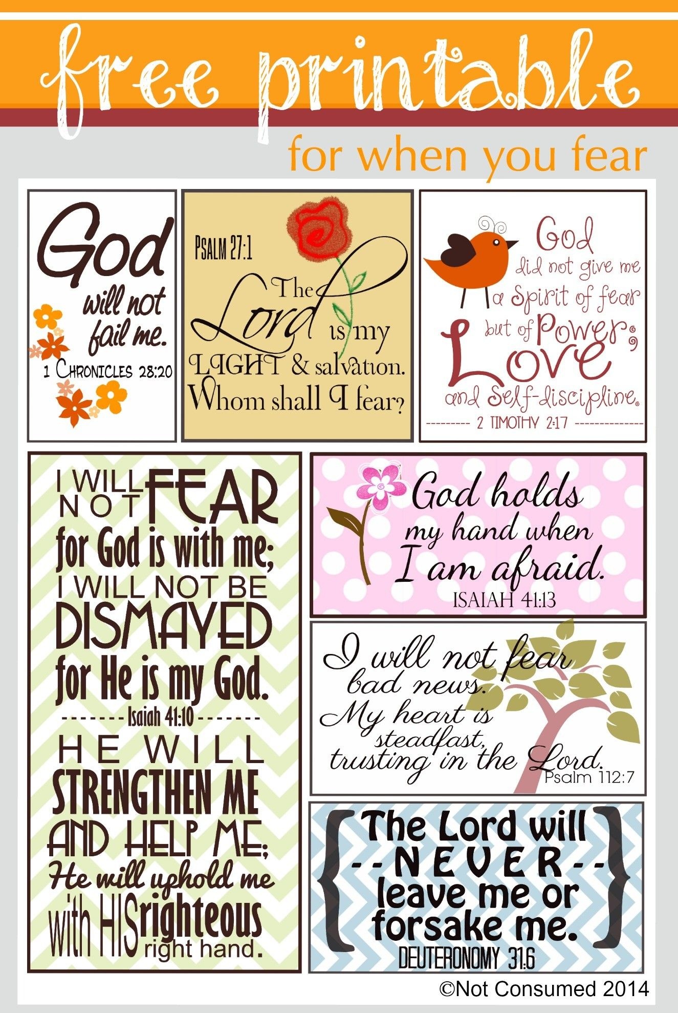 Scripture For When You Are Fearful | Bannie&amp;#039;s Bible Journaling - Free Printable Inspirational Bible Verses