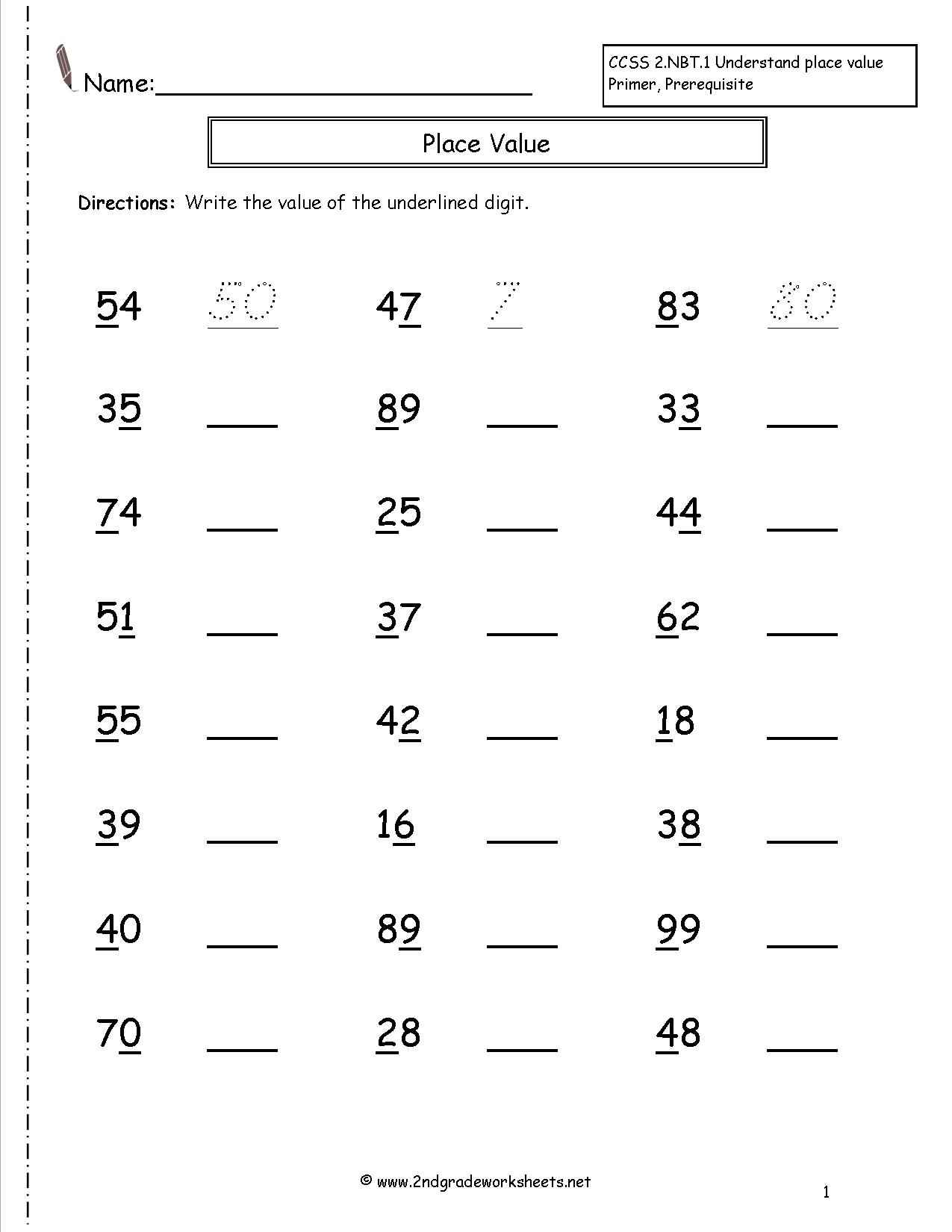 Second Grade Place Value Worksheets - Free Printable Place Value Worksheets