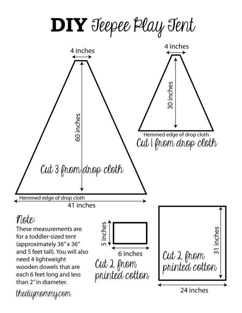 Sew A Diy Teepee Play Tent | The Diy Mommy - Free Printable Teepee