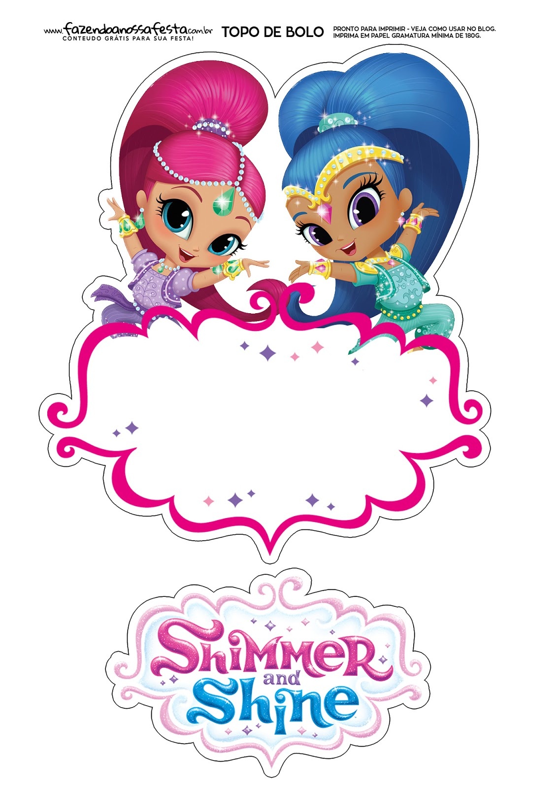 Shimmer And Shine Free Printable Cake Toppers. - Oh My Fiesta! In - Shimmer And Shine Free Printables