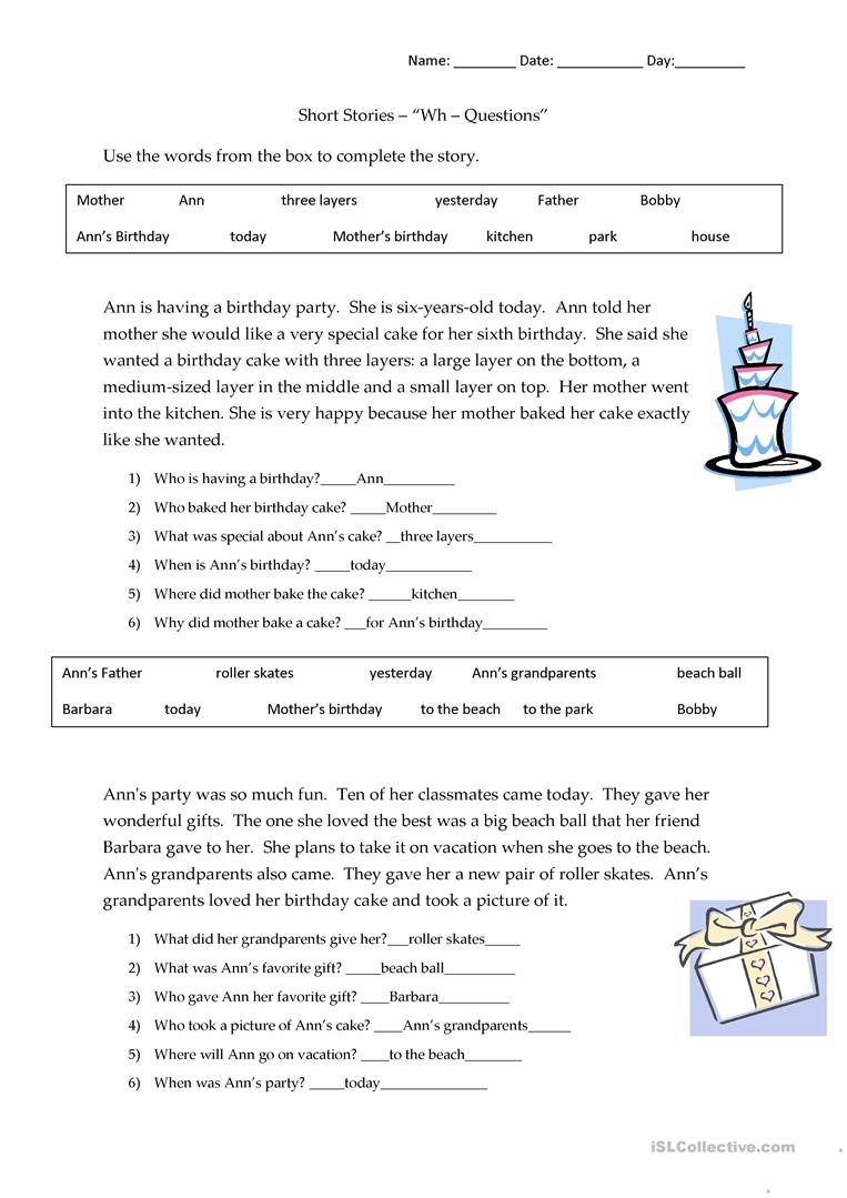 Short Stories Wh-Questions - Answers Worksheet - Free Esl Printable - Free Printable 5 W&amp;#039;s Worksheets