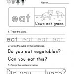 Sight Word (Eat) Worksheet   Free Kindergarten English Worksheet For   Free Printable Sight Word Worksheets
