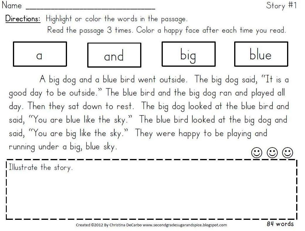 Free Printable First Grade Fluency Passages Free Printable